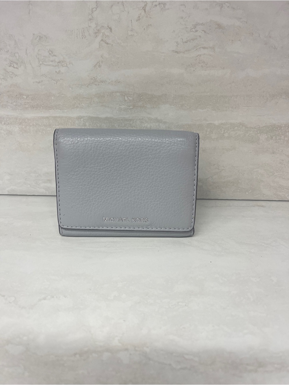 Michael Kors Bryant Gray Pebble Leather Trifold Wallet